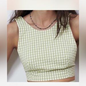 ZARA Green & White Plaid Top